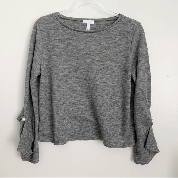 Leith Sweaters - Leith | Lightweight Sweater w/ Pearl Sleeve Detail